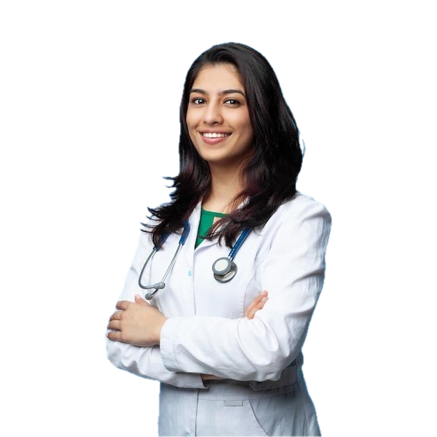 A smiling doctor in a white coat with a stethoscope